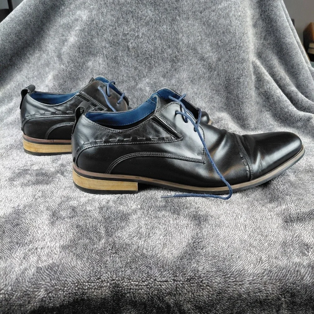 Steve Madden Capo Black Leather Cap Toe‎ Oxford Dress Shoes Men's Size 12